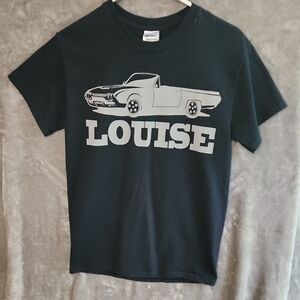Gildan Black Tee with Classic Car Graphic. Size Small